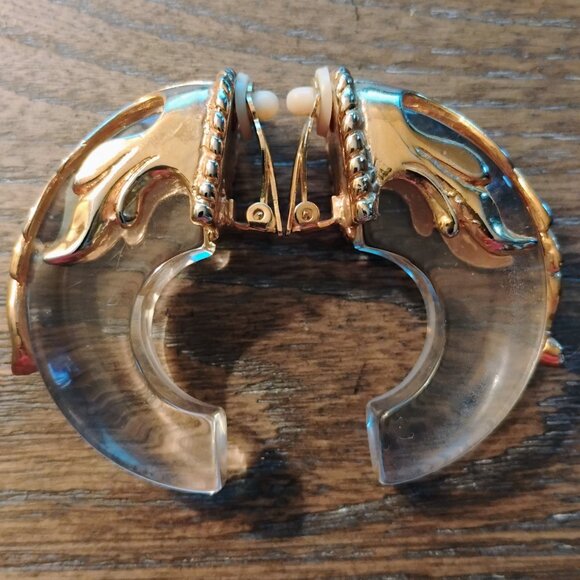 Vintage Inna Cytrine Style Lucite Earrings - Picture 2 of 4